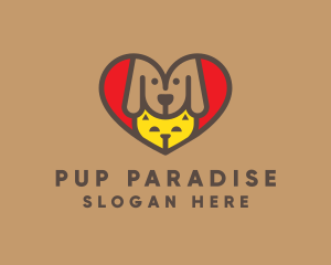 Dog Cat Heart logo design