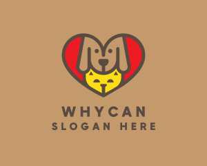 Cat - Dog Cat Heart logo design