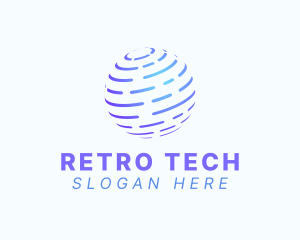 Futuristic Globe Tech Sphere logo design