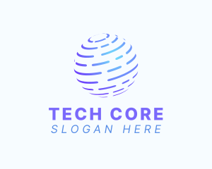 Futuristic Globe Tech Sphere logo design