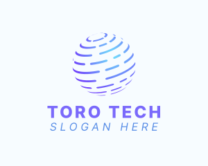 Futuristic Globe Tech Sphere logo design