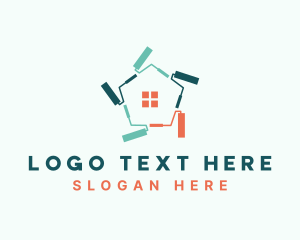 Maintenance Crew - Paint Roller House Renovation logo design