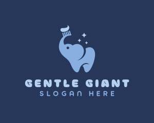 Elephant Toothbrush Dentistry logo design