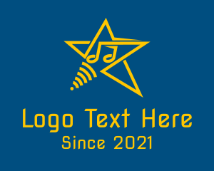 Wifi - Music Note Star logo design