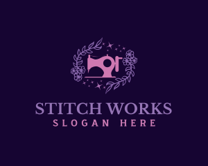 Alterations - Dressmaker Sewing Machin Flower logo design