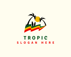 Caribbean Tropical Beach logo design