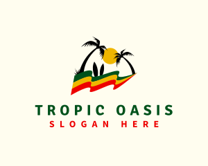 Caribbean Tropical Beach logo design