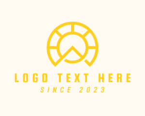 Tan - Yellow Sun Letter A logo design