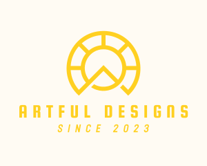 Yellow Sun Letter A logo design