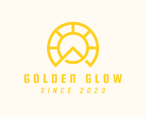 Tan - Yellow Sun Letter A logo design