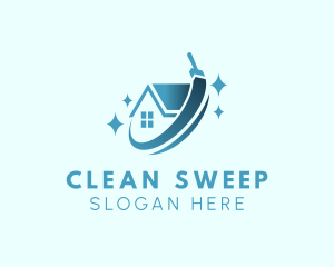 House Brush Swipe Cleaning logo design