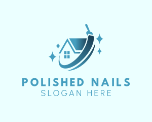 House Brush Swipe Cleaning logo design