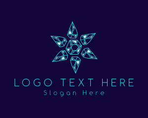 Precious Stone - Snowfalke Crystal Gem logo design