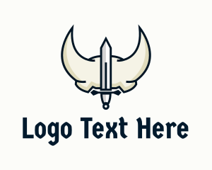 Online Gaming - Sword Medieval Helmet logo design