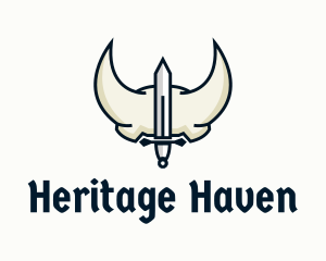 Historic - Sword Medieval Helmet logo design