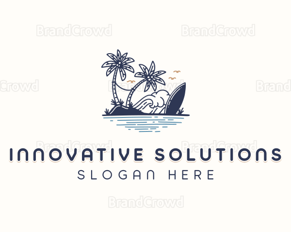 Beach Resort Surfboard Logo