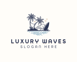 Beach Resort Surfboard logo design