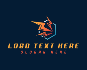 Thunder - Hexagon Lightning Bolt logo design