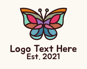 Symmetrical - Stained Glass Butterfly logo design