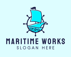 Ship Steering Wheel logo design