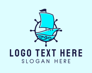 Dock - Ship Steering Wheel logo design