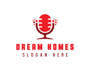 Download - Red Digital Pixel Podcast Mic logo design