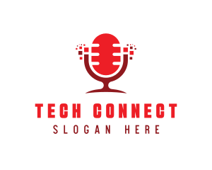 Recording Artist - Red Digital Pixel Podcast Mic logo design