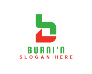 Green Red Modern B logo design