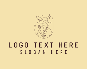 Saloon - Woman Cowgirl Star logo design