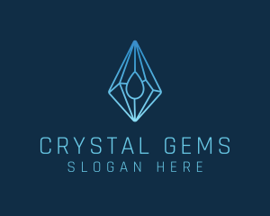 Crystal Droplet Gemstone logo design