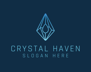 Crystal Droplet Gemstone logo design