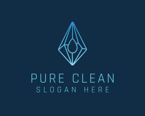 Crystal Droplet Gemstone logo design