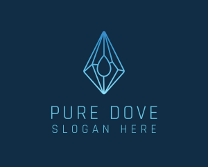 Crystal Droplet Gemstone logo design