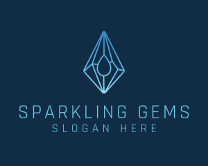 Crystal Droplet Gemstone logo design