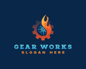 Snowflake Fire Gear logo design