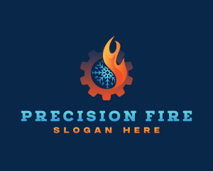 Snowflake Fire Gear logo design