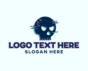 Icon - Skull Avatar Glitch logo design