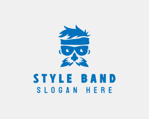 Headband - Hipster Mustache Man logo design