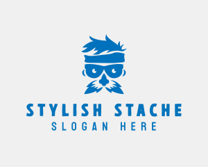 Hipster Mustache Man logo design