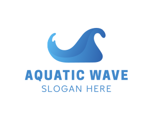 Swimmer - Blue Gradient Wave logo design