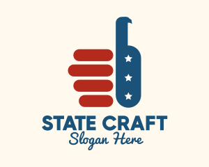 State - Thumbs Up USA Flag logo design