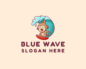 Monkey Wave Surfer  logo design