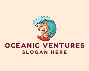 Monkey Wave Surfer  logo design