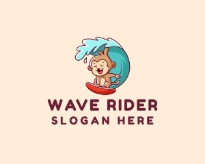 Surfboard - Monkey Wave Surfer logo design
