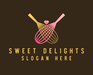 Gold Whisk Heart logo design