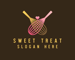 Gold Whisk Heart logo design