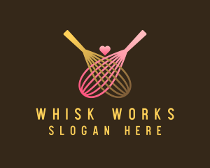 Gold Whisk Heart logo design