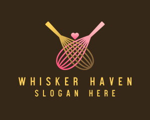 Whisker - Gold Whisk Heart logo design