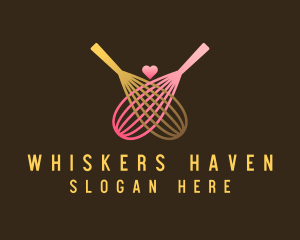 Gold Whisk Heart logo design