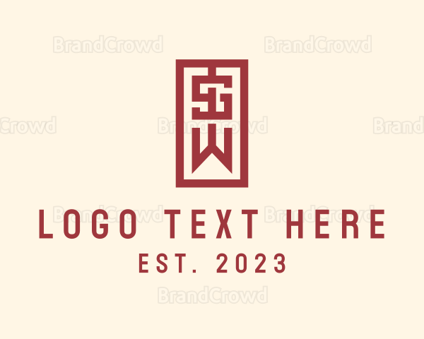 Red Banner Monogram Letter SW Logo